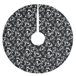 Saia Para Árvore De Natal De Poliéster Clef Hearts Música Pensava Preto E Branco Natal