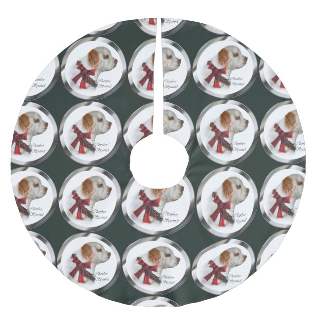 Saia Para Árvore De Natal De Poliéster Clumber Spaniel Natal (Frente)
