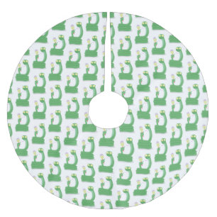 Saia Para Árvore De Natal De Poliéster Cobra verde engraçado com desenhos de maraca