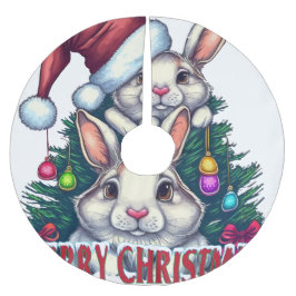 Saia Para Árvore De Natal De Poliéster Coelhinho Fofo Natal Feliz – Coelho de Férias