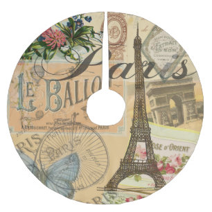 Saia Para Árvore De Natal De Poliéster Colagem de Viagens vintage de Paris França