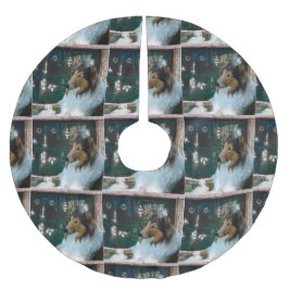 Saia Para Árvore De Natal De Poliéster Collie de Natal na Janela