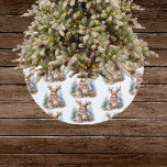 Saia Para Árvore De Natal De Poliéster Coloração aquosa da árvore natal vintage russa<br><div class="desc">Tema do design de inverno,  ilustração de pintura de aquarela com detalhes rústicos.</div>