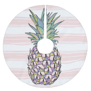 Saia Para Árvore De Natal De Poliéster Colorful vintage pineapple illustration.
