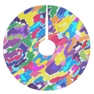 Saia Para Árvore De Natal De Poliéster Colorido brilhante abstrato