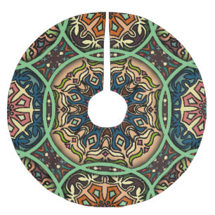 Saia Para Árvore De Natal De Poliéster Colorido Mandala: Vintage Floral Hand Drawn