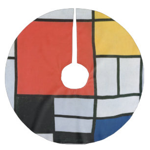 Saia Para Árvore De Natal De Poliéster Composição de Piet Mondrian Vermelho Amarelo Azul