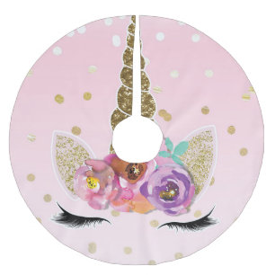 Saia Para Árvore De Natal De Poliéster Confetes modernos na moda florais do ouro do