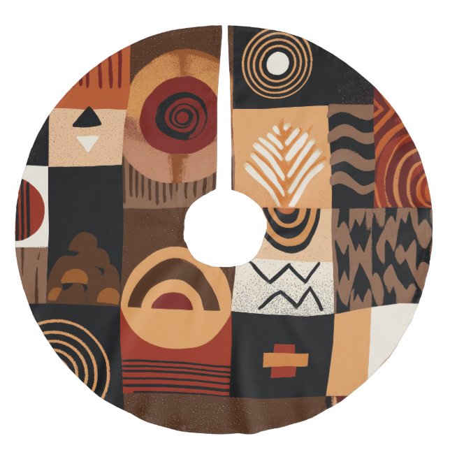 Saia Para Árvore De Natal De Poliéster Congolese motifs background grid (Frente)