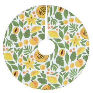 Saia Para Árvore De Natal De Poliéster Conjunto de Frutas exóticas: Papaya, Lemon, Mango