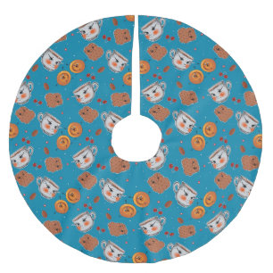 Saia Para Árvore De Natal De Poliéster Cookies, pães: padrão de fundo azul