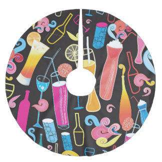 Saia Para Árvore De Natal De Poliéster Coquetéis Coloridos Gráfico Padrão sem costura