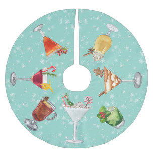 Saia Para Árvore De Natal De Poliéster Coquetel Festivo Bebe Aquarela de Natal