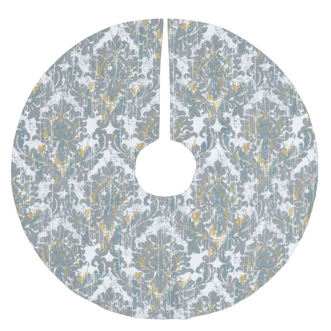 Saia Para Árvore De Natal De Poliéster Cor damasco (Frente)