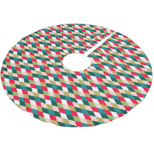 Saia Para Árvore De Natal De Poliéster Cor de Natal Diamante Harlequim Retro Meados do Sé