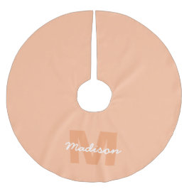 Saia Para Árvore De Natal De Poliéster Cor linda e pastel de pêssego com nome de monogram