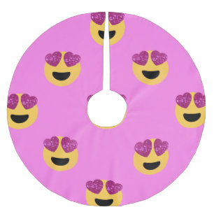 Saia Para Árvore De Natal De Poliéster coração olheiro emoji xmas natal