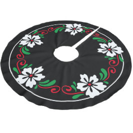 Saia Para Árvore De Natal De Poliéster Coroa de Natal de Flor de Hibisco Branca Estilizad