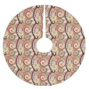 Saia Para Árvore De Natal De Poliéster Corpo de espiral fractal, chocolate e creme