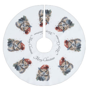 Saia Para Árvore De Natal De Poliéster Coruja de Natal, personalizável