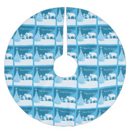 Saia Para Árvore De Natal De Poliéster Cowboy Rezando na Cruz do Natal Ocidental