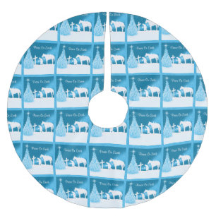 Saia Para Árvore De Natal De Poliéster Cowboy Rezando na Cruz do Natal Ocidental