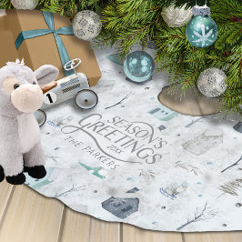 Saia Para Árvore De Natal De Poliéster Cozy Home Teal ID985