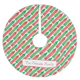 Saia Para Árvore De Natal De Poliéster Crayons Vermelhos Personalizados e Verdes