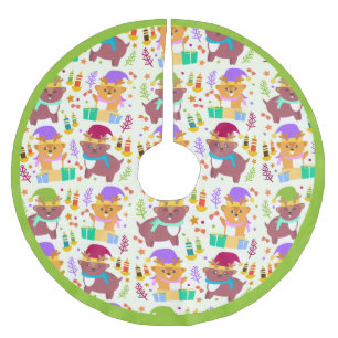 Saia Para Árvore De Natal De Poliéster Crianças Padrões de Natal De Animais Bons