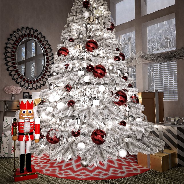 Saia Para Árvore De Natal De Poliéster Crimson Lace Christmas (Criador carregado)