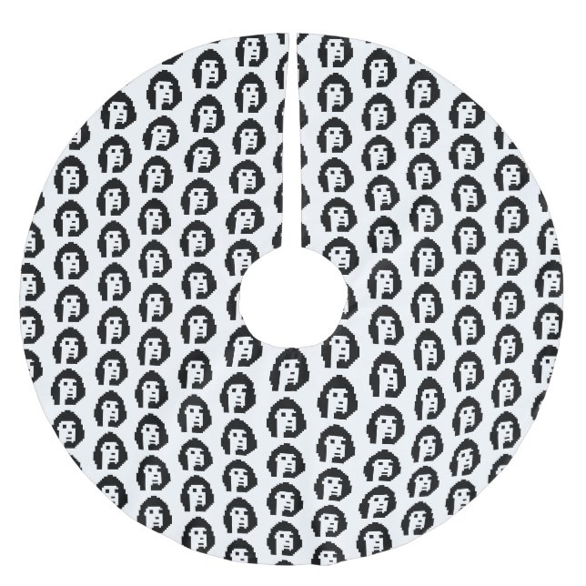 Saia Para Árvore De Natal De Poliéster Criptopunk preto e branco (Frente)
