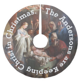 Saia Para Árvore De Natal De Poliéster Cristo personalizado na saia da árvore de Natal