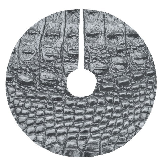 Saia Para Árvore De Natal De Poliéster Crocodilo Noir: Preto Couro Mito (Frente)