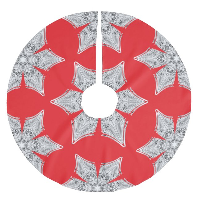 Saia Para Árvore De Natal De Poliéster Crystal Snowflake - (Frente)