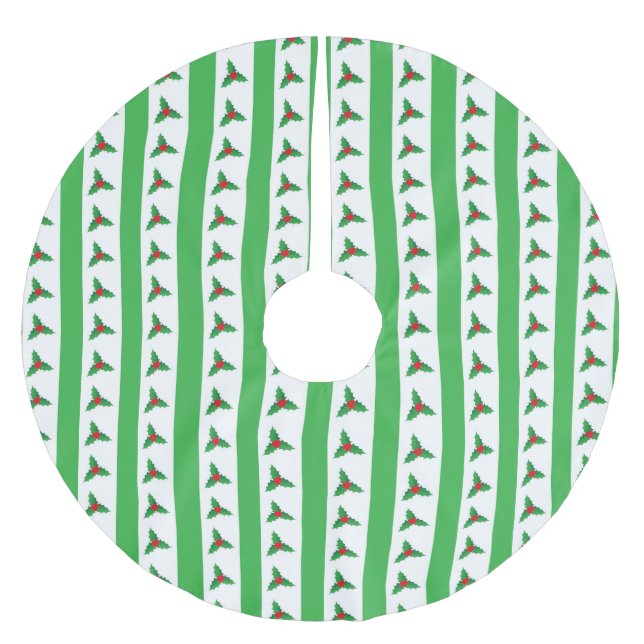 Saia Para Árvore De Natal De Poliéster Cute Christmas Holly Berry Pattern (Frente)