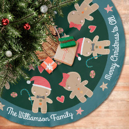 Saia Para Árvore De Natal De Poliéster Cute Gingerbread Man Holiday Rustic Green Custom