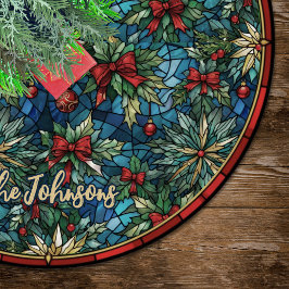 Saia Para Árvore De Natal De Poliéster Cute red coquette bows stained glass custom