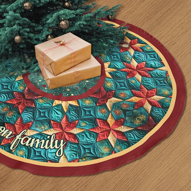 Saia Para Árvore De Natal De Poliéster Cute turquoise festive christmas printed custom (Criador carregado)