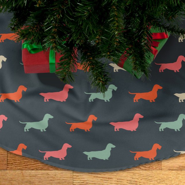 Saia Para Árvore De Natal De Poliéster Dachshund Silhouettes Wiener Dog Lover's (Criador carregado)