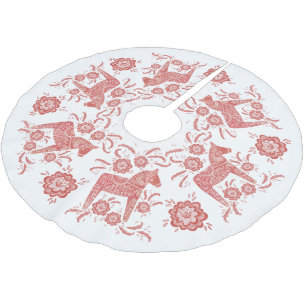 Saia Para Árvore De Natal De Poliéster Dala Horse Red e White Suecos