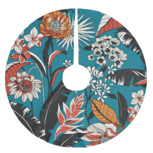 Saia Para Árvore De Natal De Poliéster Deco Floral Artístico: Padrão Vintage Invisível