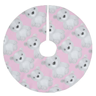 Saia Para Árvore De Natal De Poliéster Decoração de Feriado de Menina Rosa-Bebê