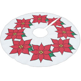 Saia Para Árvore De Natal De Poliéster Decoração de Tapete de árvore de Natal com Poinset