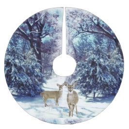 Saia Para Árvore De Natal De Poliéster Deer em Winter Wonderland Árvore de Natal