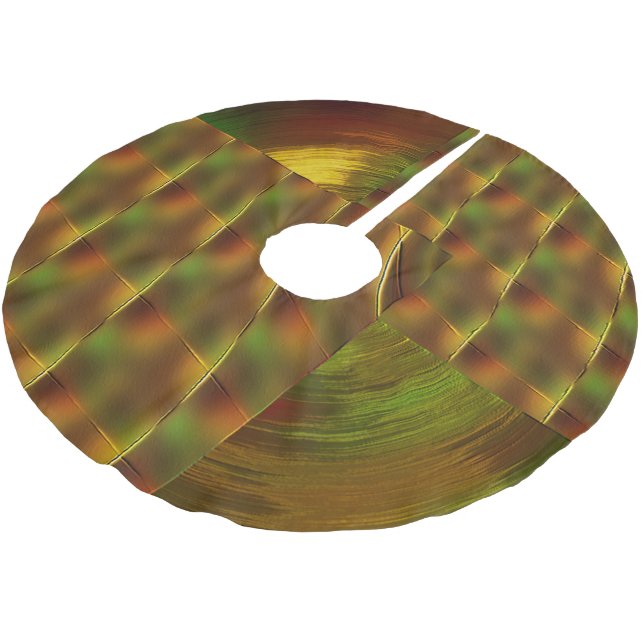 Saia Para Árvore De Natal De Poliéster "Deixe a Dourada e verde jogar" (Inclinado)