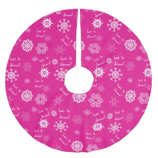 Saia Para Árvore De Natal De Poliéster Deixe Nevar Rosa Quente