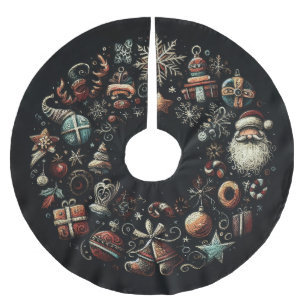 Saia Para Árvore De Natal De Poliéster Desenho de Motivos de Natal com Pastéis Duros
