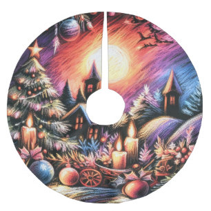 Saia Para Árvore De Natal De Poliéster Desenho de Pastel Duro Motivo de Natal Biscoito de