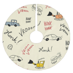 Saia Para Árvore De Natal De Poliéster Desenhos De Carros Sem Costura: Folha De Bebidas