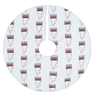 Saia Para Árvore De Natal De Poliéster Desferida a fita cassete Mixtape Retroativa